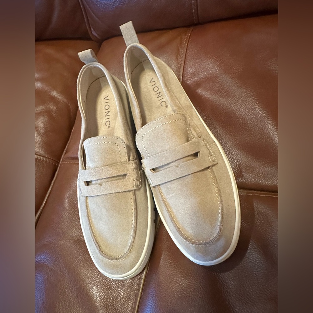 Vionic Tan Suede Loafers